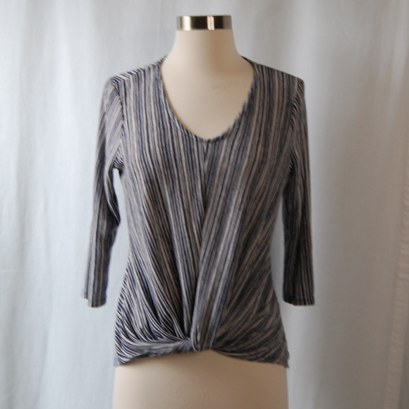 W5 Tops - {W5} Blue White Striped Front Knot Top Size Small
